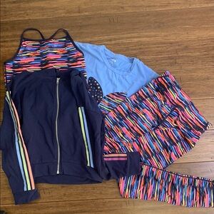 Kidpik Girls 4-Piece Activewear Set Leggings, Tank,Tee & Zip Hoodie Sizes 12–14